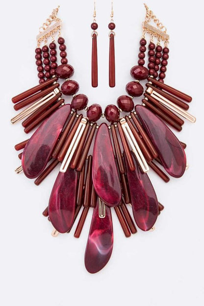 Mix Resin Statement Necklace Set