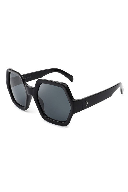 Black Hexagonal Oversize Sunglasses