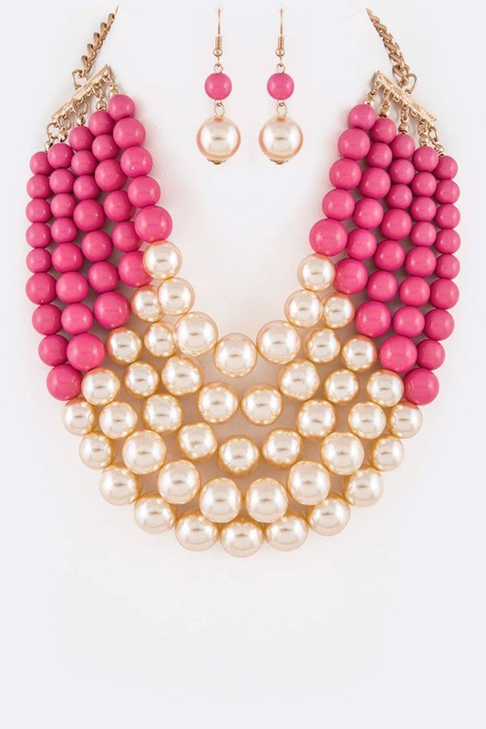 Multi-Colored Pearls Necklace Set