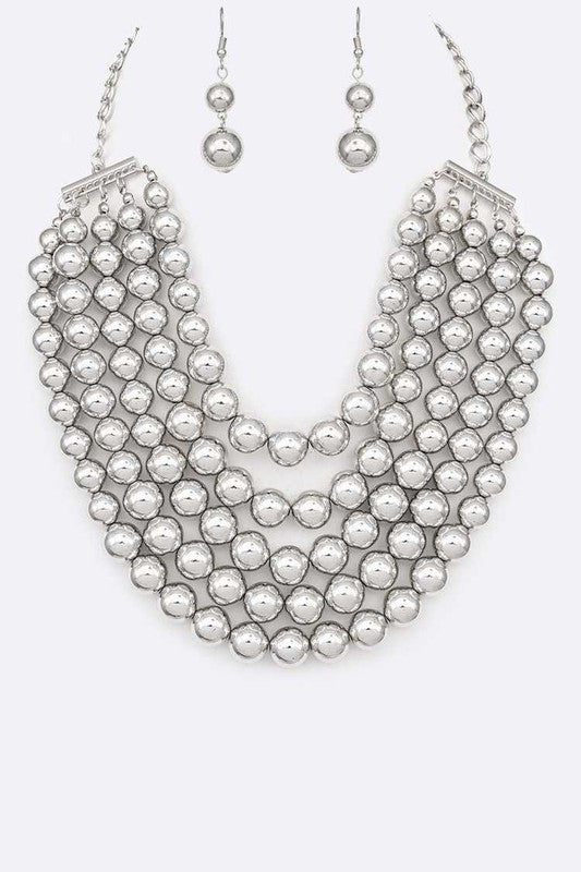Layer Beads Statement Necklace Set