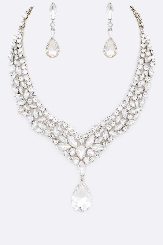 Crystal Drop Necklace Set