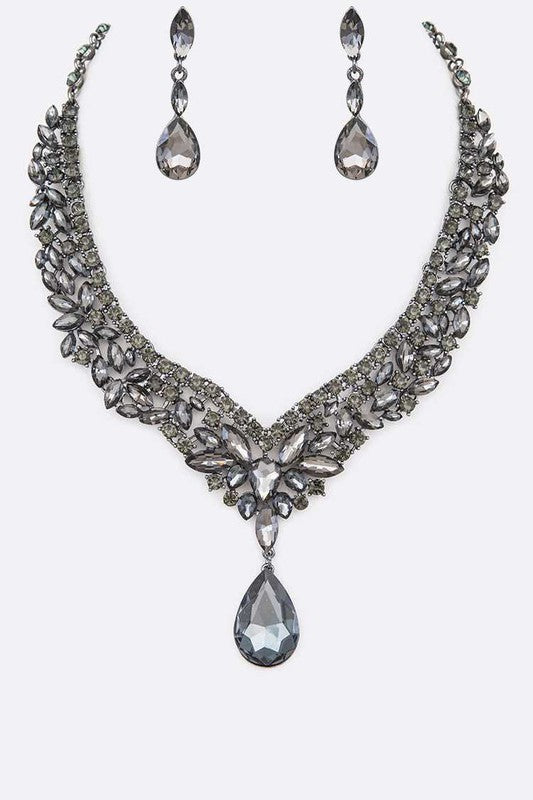 Crystal Drop Necklace Set