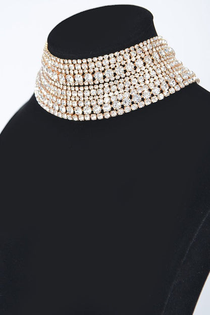 Layered Rhinestone Choker Necklace