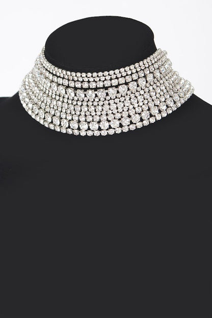 Layered Rhinestone Choker Necklace