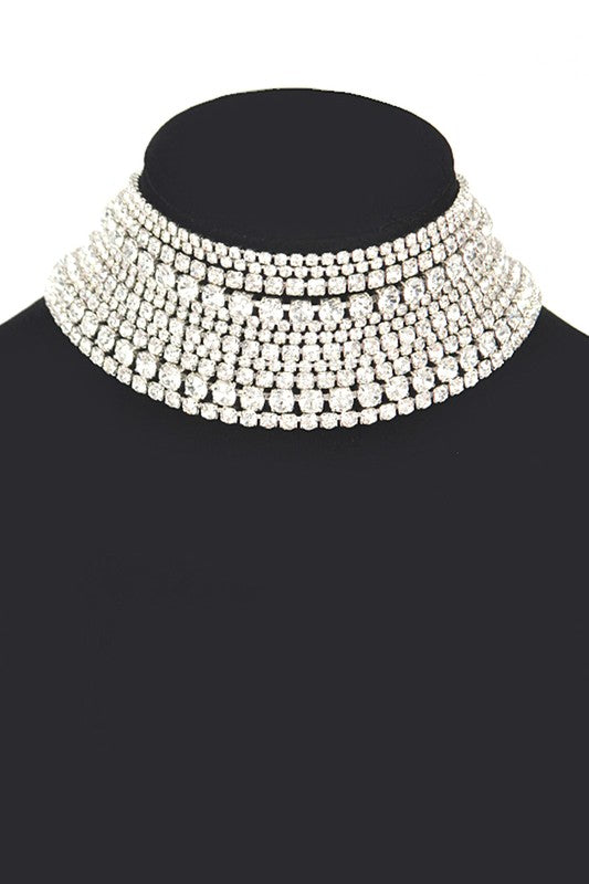 Layered Rhinestone Choker Necklace